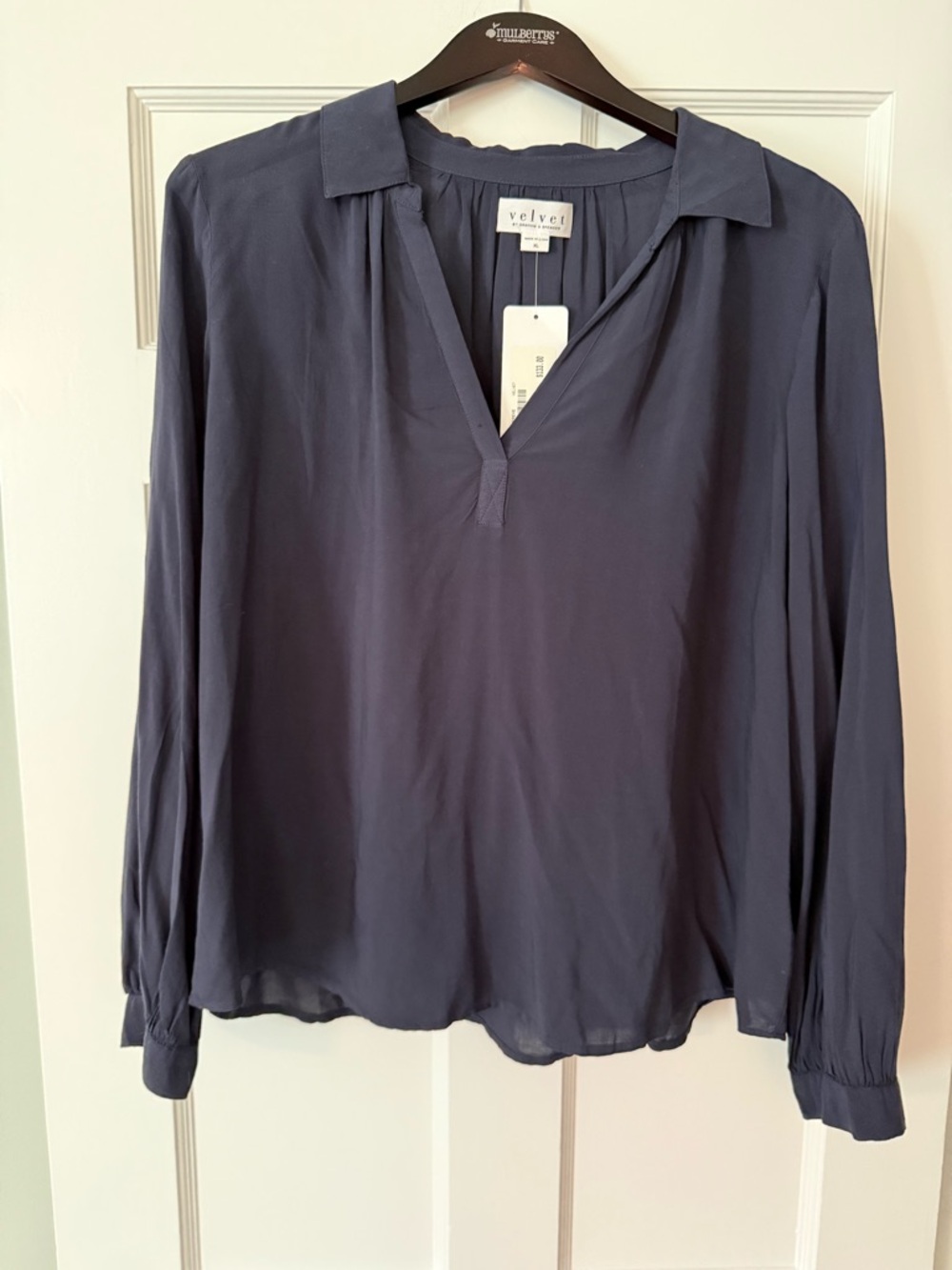 Velvet Navy Josey collar blouse XL